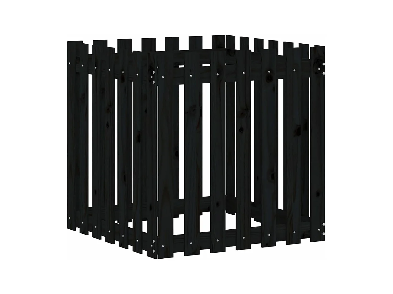 Vassoio per fioriera aiuola rialzata piante fiori terrazza giardino con recinzione design 70 x 70 x 70 cm pino massiccio nero 02_0038115
