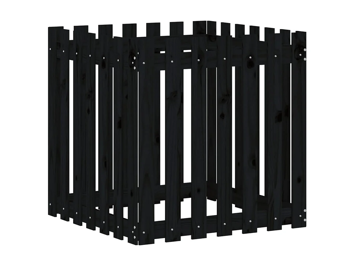 Vassoio per fioriera aiuola rialzata piante fiori terrazza giardino con recinzione design 70 x 70 x 70 cm pino massiccio nero 02_0038115