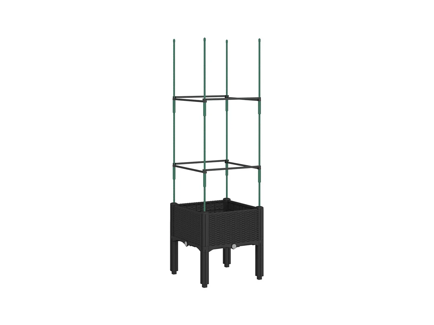 Fioriera aiuola rialzata vassoio piante fiori terrazza giardino con traliccio 40 x 40 x 142,5 cm PP nero 02_0038297