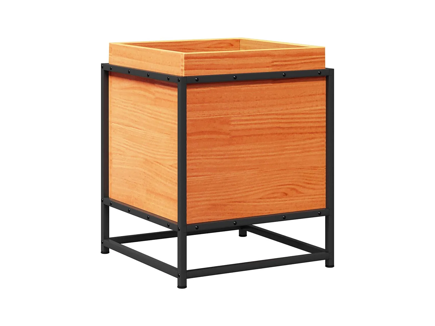 Macetero bancal elevado plantas flores terraza jardín cera 40 x 40 x 50 cm madera maciza de pino marrón 02_0038456