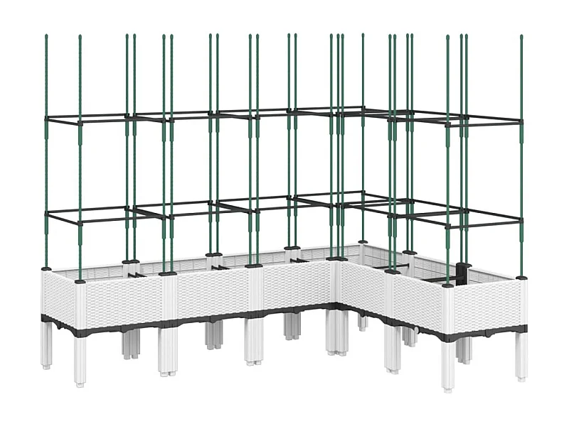 Fioriera aiuola rialzata vassoio piante fiori terrazza giardino con traliccio 160 x 120 x 142,5 cm PP bianco 02_0038254