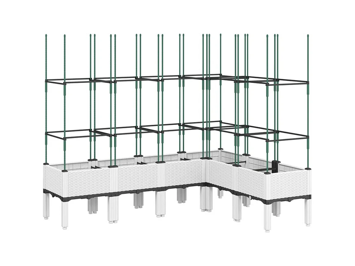 Fioriera aiuola rialzata vassoio piante fiori terrazza giardino con traliccio 160 x 120 x 142,5 cm PP bianco 02_0038254