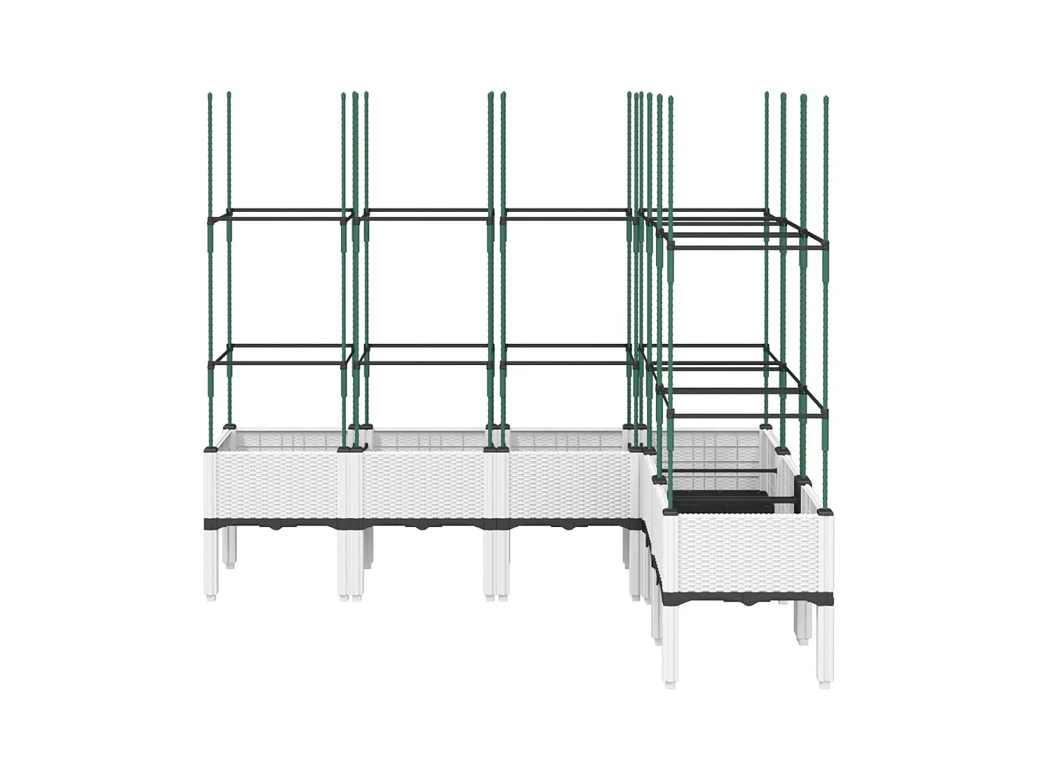 Fioriera aiuola rialzata vassoio piante fiori terrazza giardino con traliccio 160 x 120 x 142,5 cm PP bianco 02_0038254