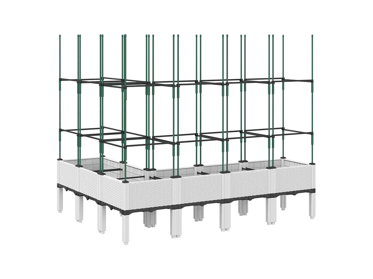 Fioriera aiuola rialzata vassoio piante fiori terrazza giardino con traliccio 160 x 120 x 142,5 cm PP bianco 02_0038254