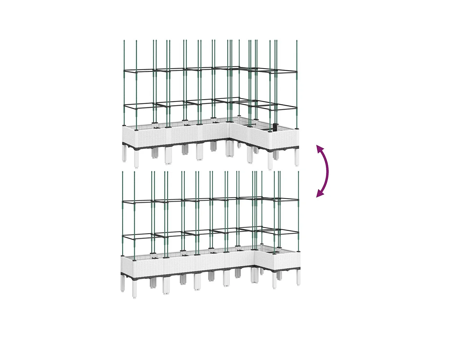Fioriera aiuola rialzata vassoio piante fiori terrazza giardino con traliccio 160 x 120 x 142,5 cm PP bianco 02_0038254