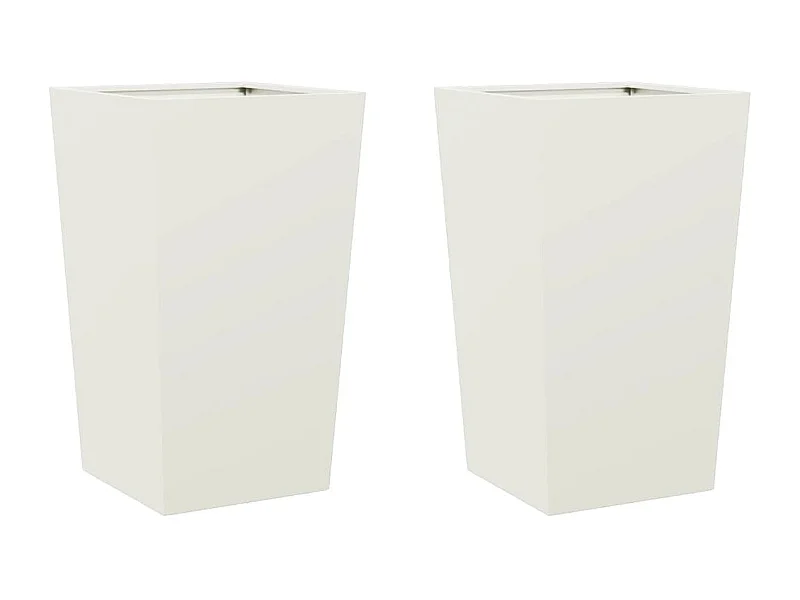 Vaso per fioriera aiuola rialzata piante fiori giardino terrazze set da 2 45 x 45 x 75 cm acciaio bianco 02_0038979