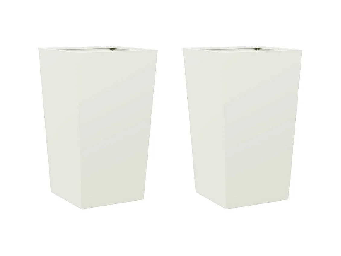 Vaso per fioriera aiuola rialzata piante fiori giardino terrazze set da 2 45 x 45 x 75 cm acciaio bianco 02_0038979