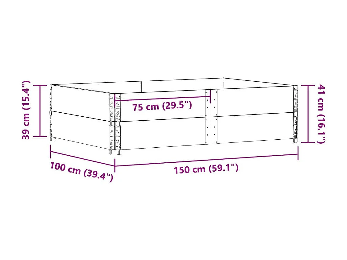 Jardinière bac lit surélevé bois marron 150 x 100 x 41 cm 02_0037424