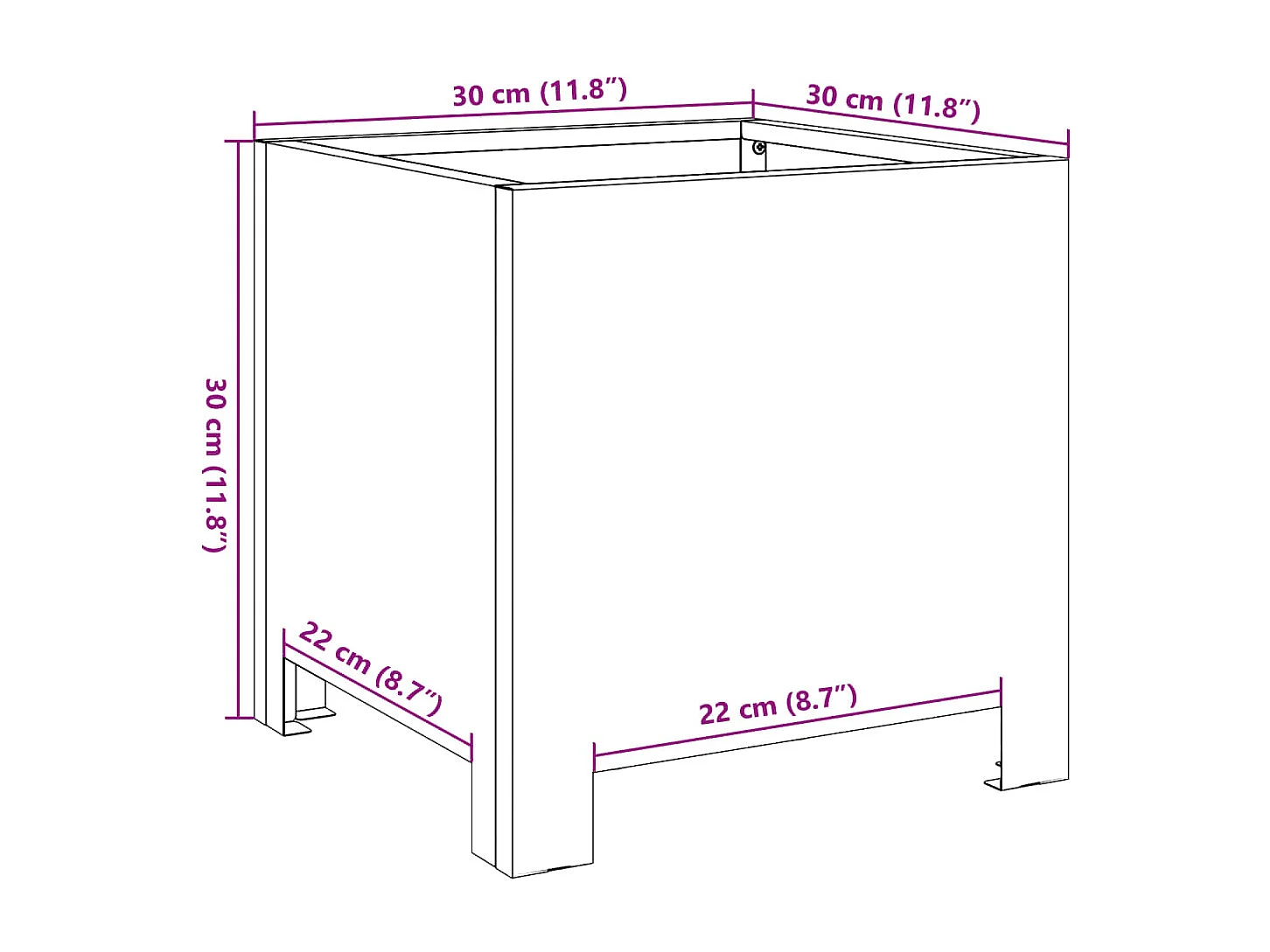 Jardinera elevada para plantas flores terraza jardín 30 x 30 x 30 cm acero antracita 02_0037482