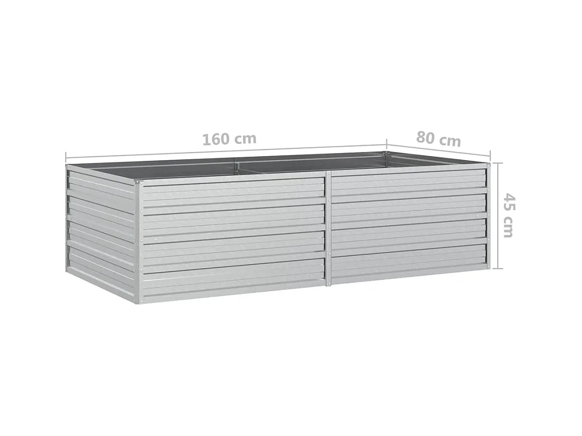 Jardinière bac lit surélevé argenté 160 x 80 x 45 cm 02_0039383