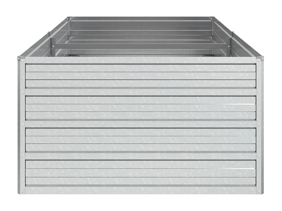 Macetero bancal elevado plantas flores terraza jardín jardín 160 x 80 x 45 cm acero galvanizado plateado Plata 02_0039383