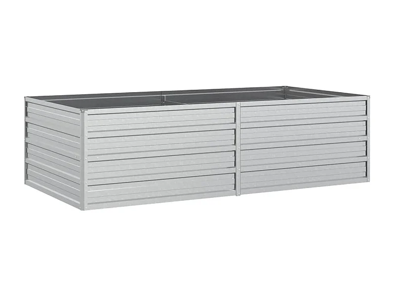 Macetero bancal elevado plantas flores terraza jardín jardín 160 x 80 x 45 cm acero galvanizado plateado Plata 02_0039383