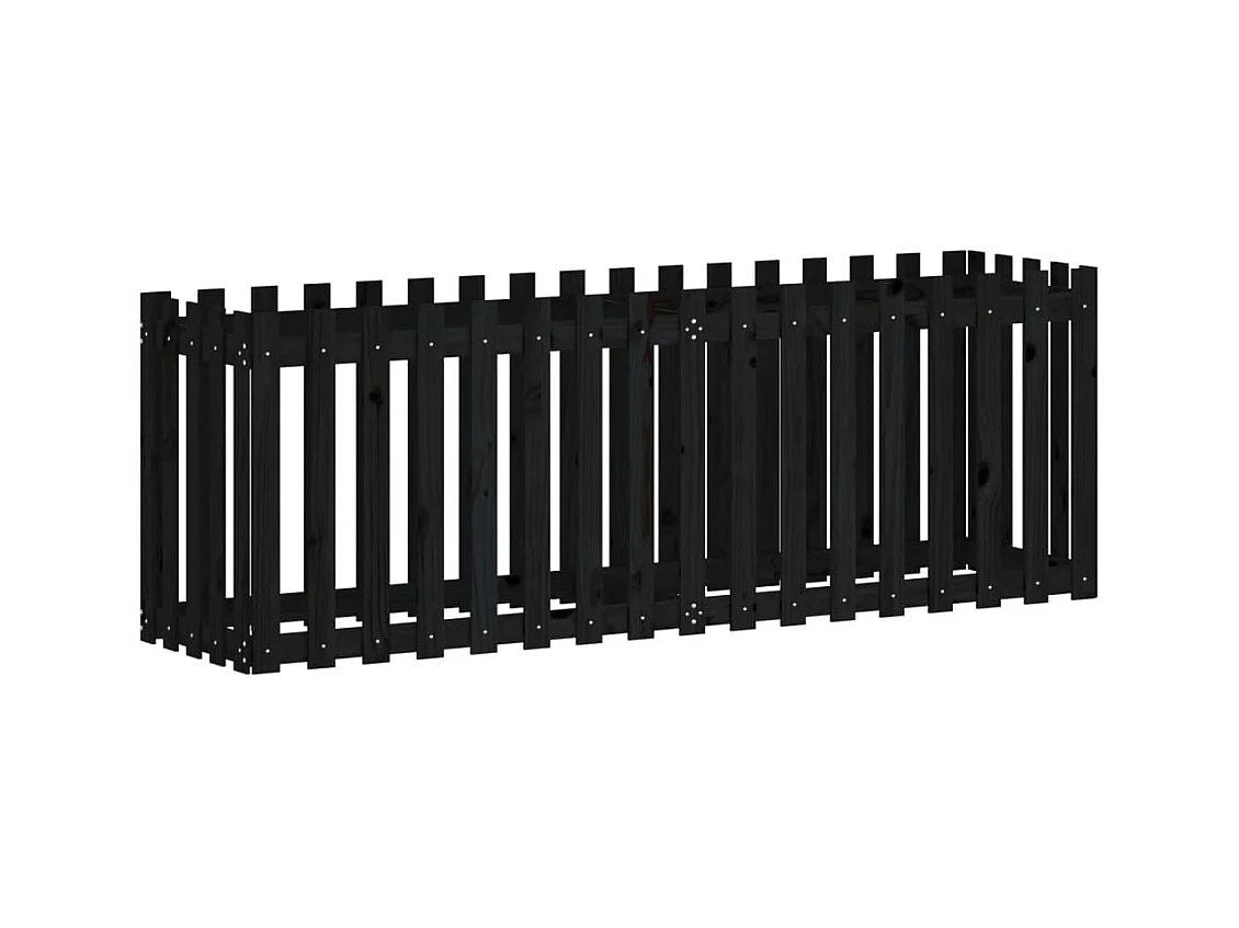 Vassoio per fioriera aiuola rialzata piante fiori terrazza giardino recinzione giardino design 200 x 50 x 70 cm pino massiccio nero 02_0039809