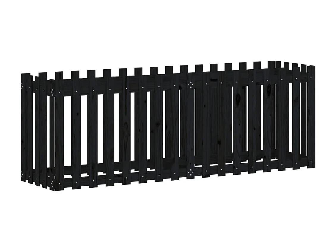 Vassoio per fioriera aiuola rialzata piante fiori terrazza giardino recinzione giardino design 200 x 50 x 70 cm pino massiccio nero 02_0039809