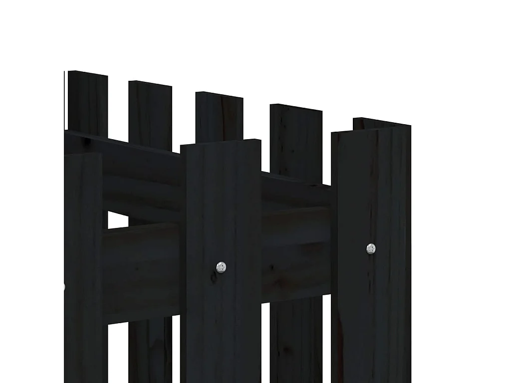 Vassoio per fioriera aiuola rialzata piante fiori terrazza giardino recinzione giardino design 200 x 50 x 70 cm pino massiccio nero 02_0039809