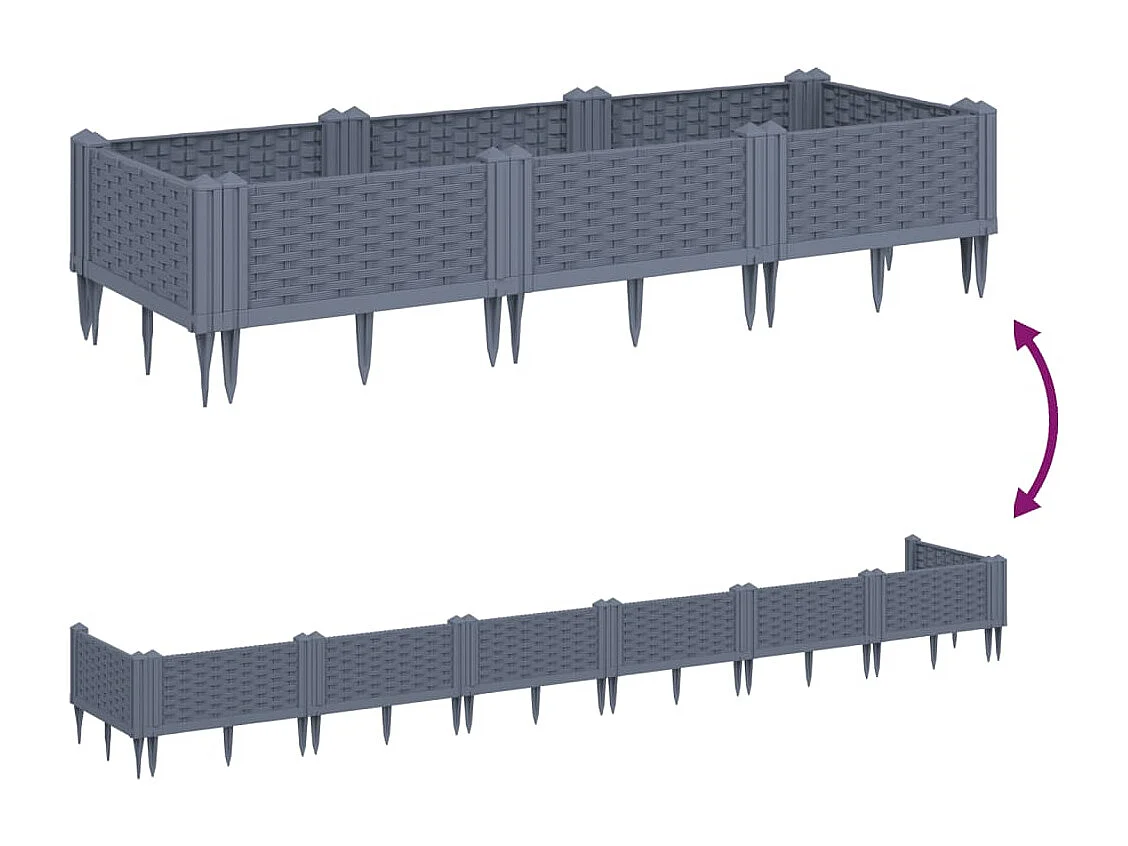 Jardinière bac lit surélevé grise 125 x 40 x 28 cm 02_0038186