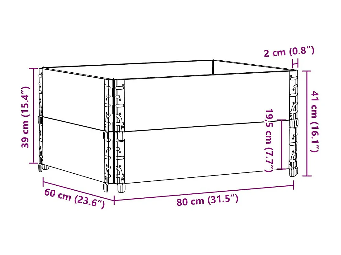 Macetero bancal elevado plantas flores terraza jardín 80 x 60 cm madera maciza de pino marrón 02_0037882