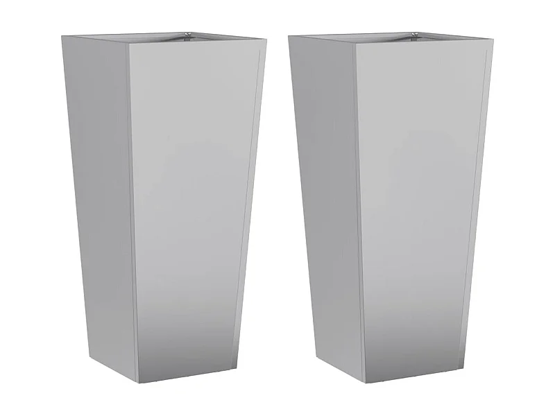 Bandeja para plantador, canteiro elevado, flores, terraços de jardim, conjunto de 2 35 x 35 x 75 cm aço galvanizado cinza 02_0038943