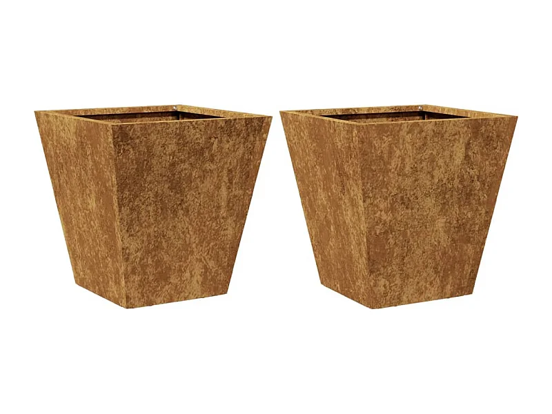 Vaso per fioriera aiuola rialzata piante fiori giardino terrazze set da 2 30 x 30 x 30 cm acciaio corten Marrone 02_0038917