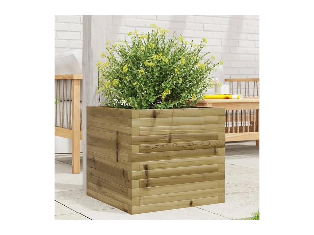 Vassoio per fioriera aiuola rialzata piante fiori terrazza giardino 50 x 50 x 45,5 cm legno di pino impregnato marrone 02_0037635