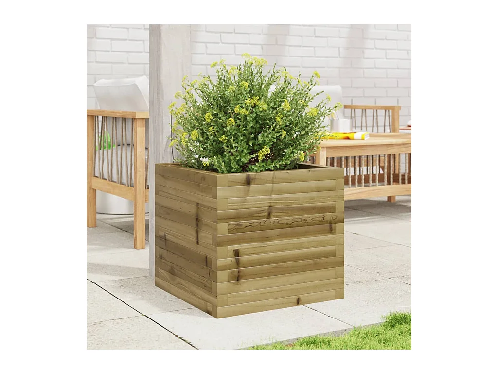 Vassoio per fioriera aiuola rialzata piante fiori terrazza giardino 50 x 50 x 45,5 cm legno di pino impregnato marrone 02_0037635