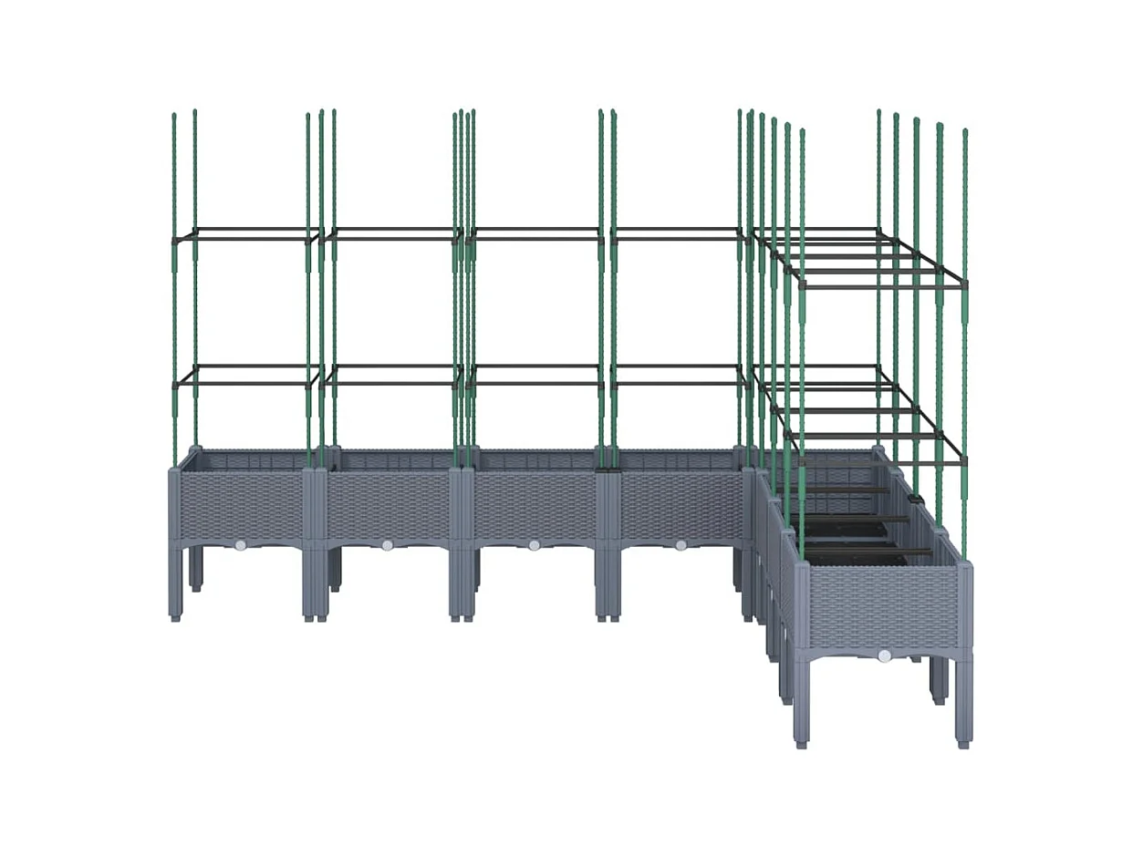 Jardinière bac lit surélevé grise 200 x 160 x 142 cm 02_0038279