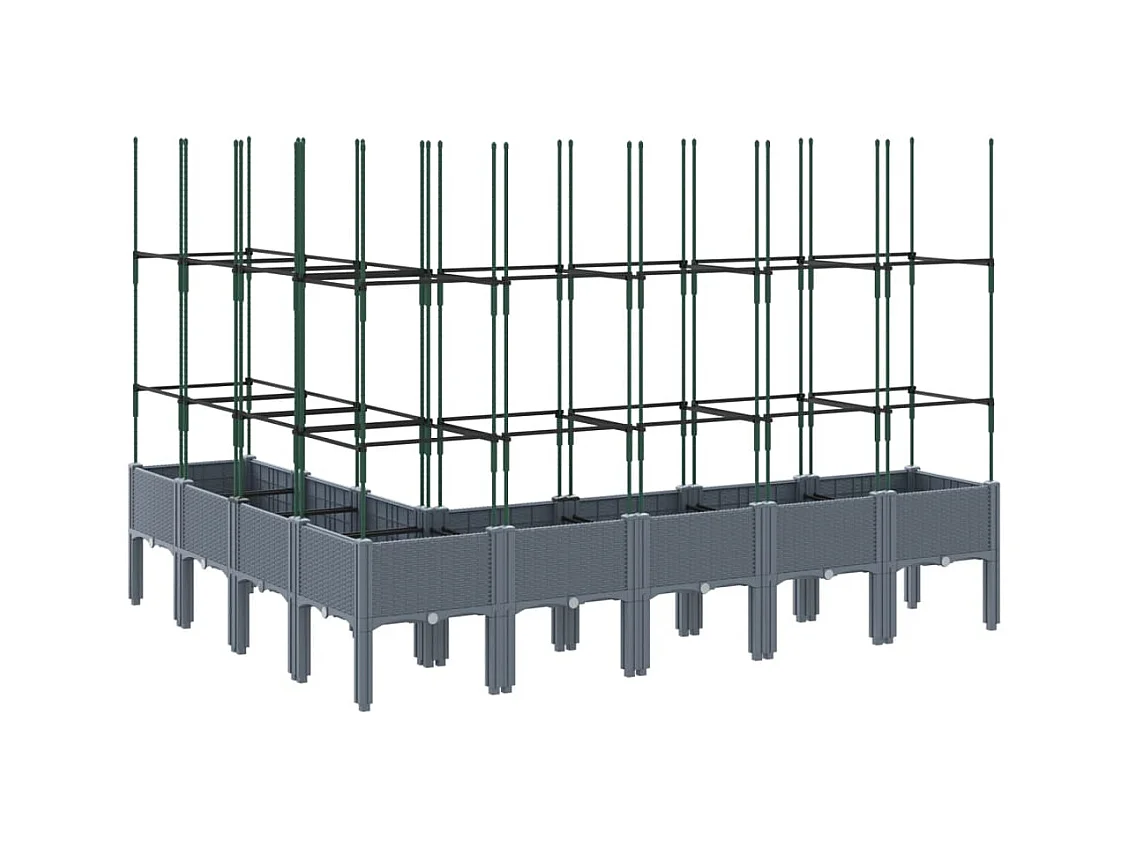 Jardinière bac lit surélevé grise 200 x 160 x 142 cm 02_0038279