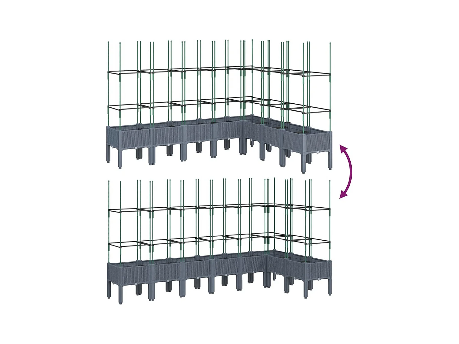Jardinière bac lit surélevé grise 200 x 160 x 142 cm 02_0038279