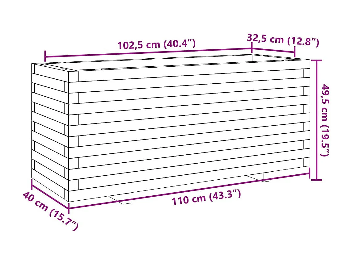 Jardinière bac lit surélevé bois marron 110 x 40 x 49.5 cm 02_0038434