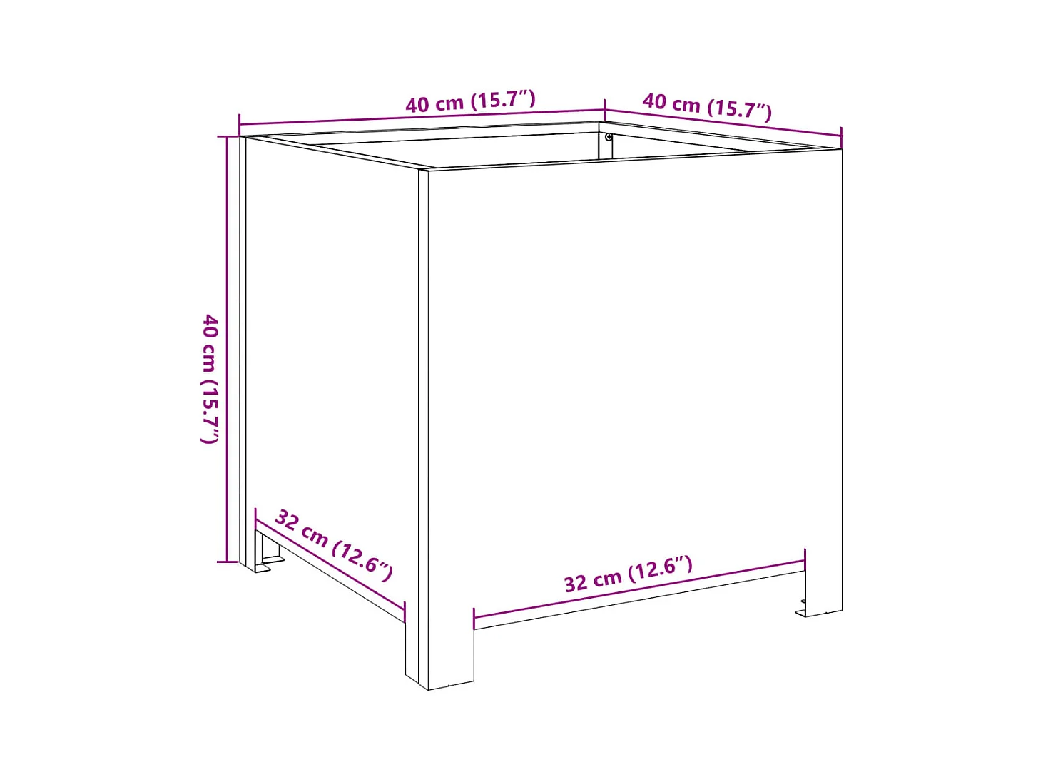 Jardinière bac lit surélevé noire 40 x 40 x 40 cm 02_0037542