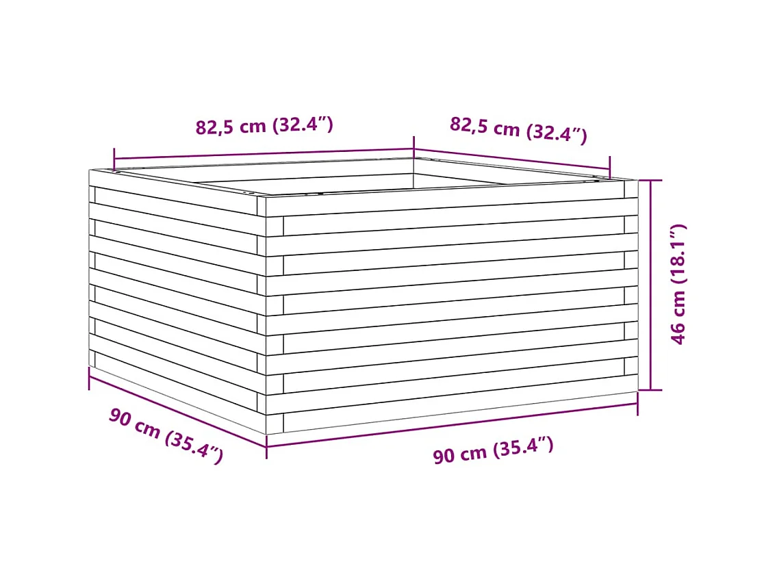 Jardinière bac lit surélevé bois blanche 90 x 90 x 46 cm 02_0038053