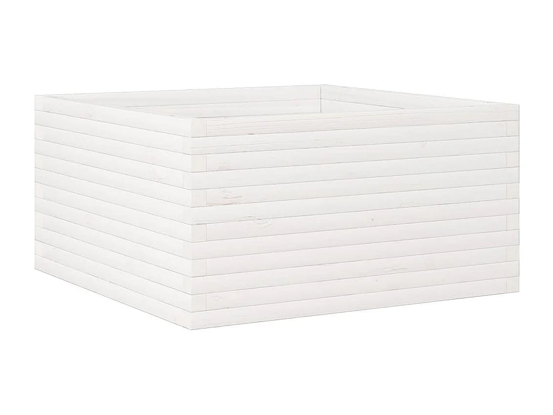 Fioriera rialzata per piante fiori terrazza giardino 90 x 90 x 46 cm legno di pino massiccio bianco 02_0038053