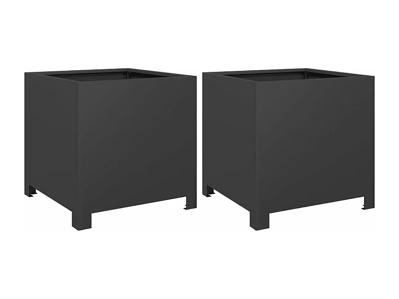 Macetero para bancal elevado plantas flores jardín terrazas juego de 2 40 x 40 x 40 cm negro acero 02_0038953