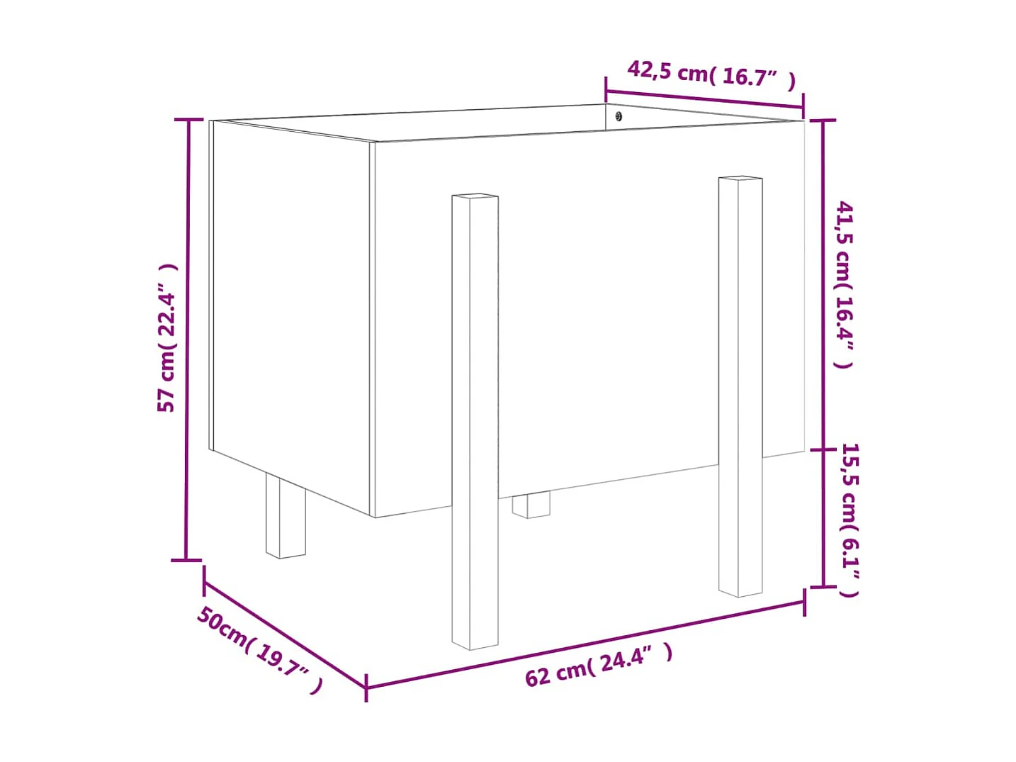 Jardinière bac lit surélevé bois blanche 62 x 50 x 57 cm 02_0037761