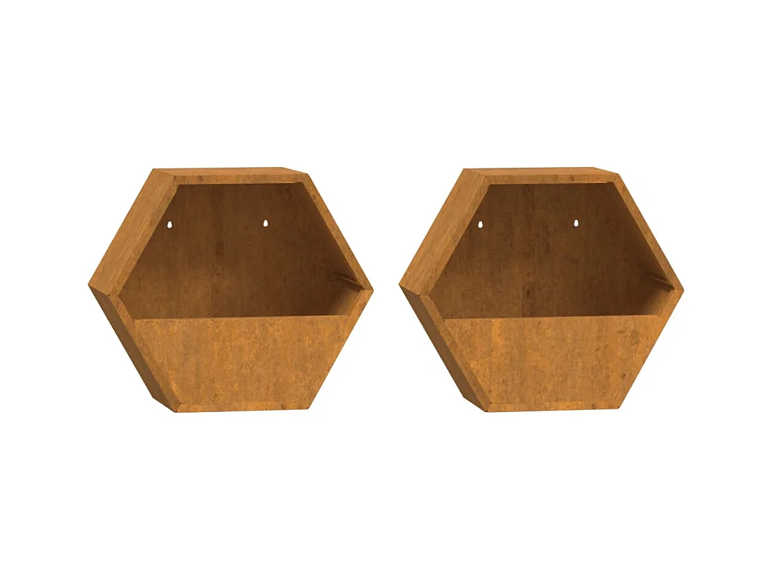 Vaso per fioriera aiuola rialzata piante fiori muro giardino terrazze set da 2 Acciaio corten arrugginito 30 x 10 x 25 cm marrone 02_0039116