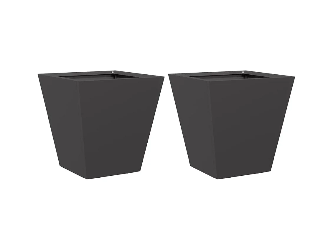 Vaso rialzato per fioriere piante fiori giardino terrazze set da 2 30 x 30 x 30 cm acciaio nero 02_0038915