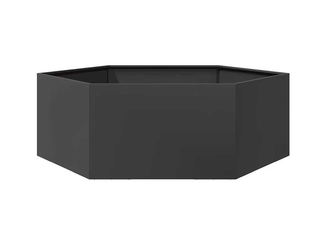 Macetero bancal elevado plantas flores terraza jardín hexágono 138 x 120 x 45 cm acero negro 02_0038638