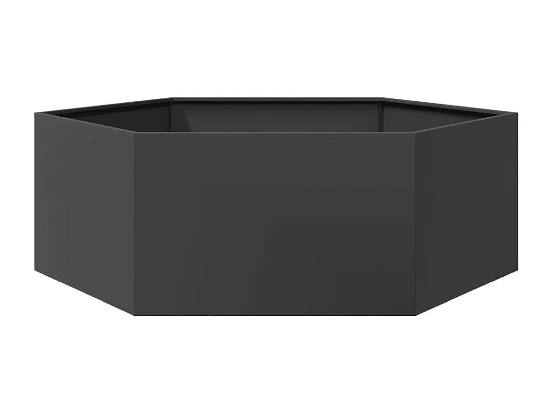 Vassoio per fioriera aiuola rialzata piante fiori terrazzo giardino esagono 138 x 120 x 45 cm acciaio nero 02_0038638