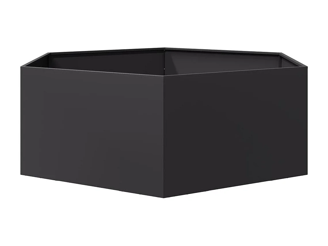 Vassoio per fioriera aiuola rialzata piante fiori terrazzo giardino esagono 138 x 120 x 45 cm acciaio nero 02_0038638