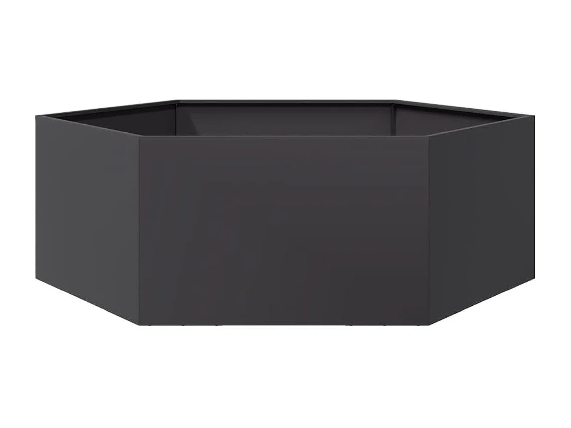 Vassoio per fioriera aiuola rialzata piante fiori terrazzo giardino esagono 138 x 120 x 45 cm acciaio nero 02_0038638