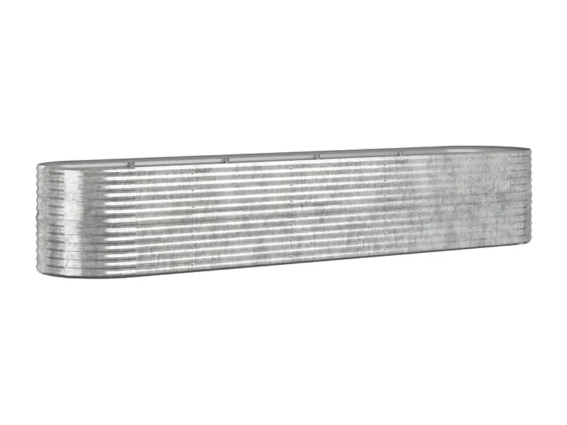 Macetero bancal elevado plantas flores terraza jardín jardín acero con revestimiento de polvo plateado Plata 02_0039691