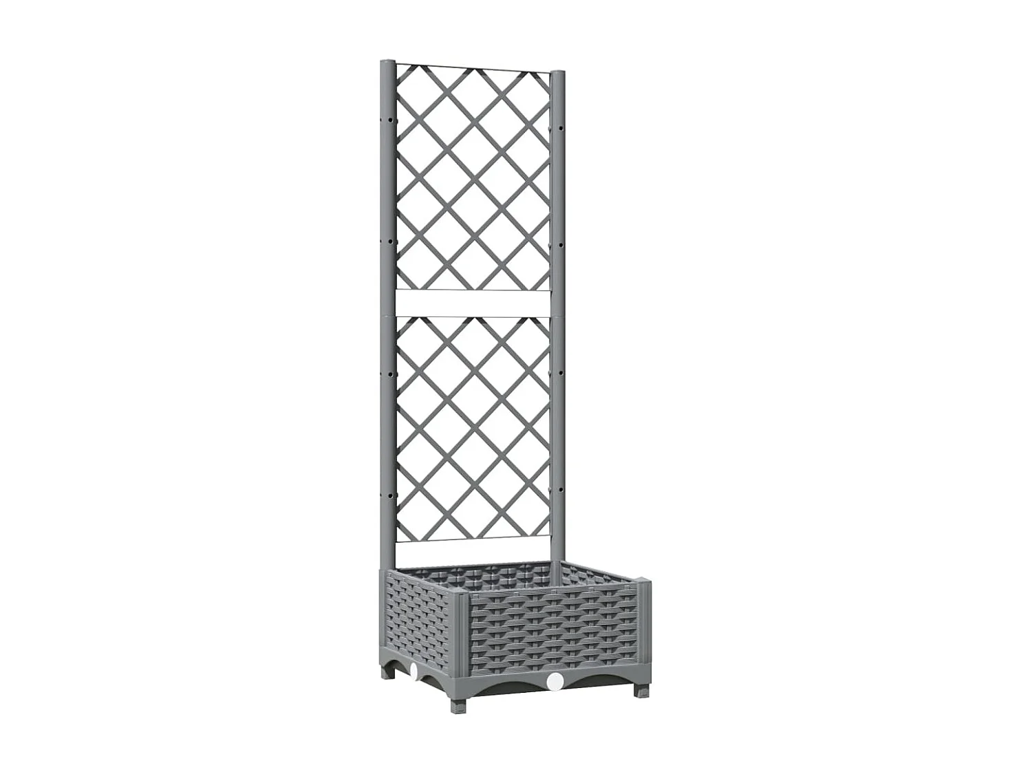 Vassoio per fioriera aiuola rialzata piante fiori terrazza giardino con traliccio leggero 40 x 40 x 121,5 cm PP grigio 02_0038355