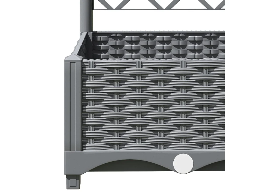 Vassoio per fioriera aiuola rialzata piante fiori terrazza giardino con traliccio leggero 40 x 40 x 121,5 cm PP grigio 02_0038355