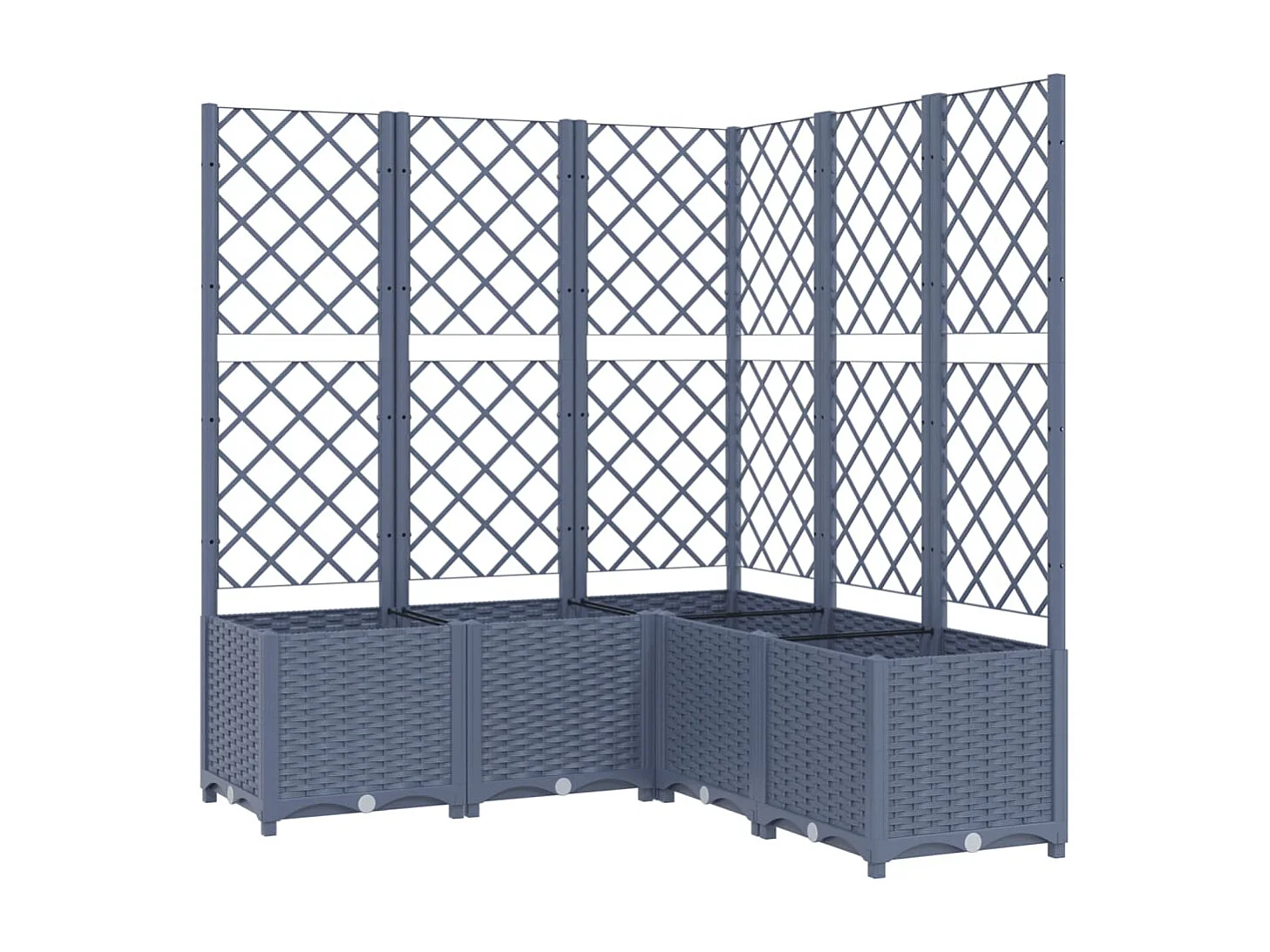 Macetero elevado bandeja plantas flores terraza jardín con enrejado 120 x 120 x 136 cm PP gris 02_0038227