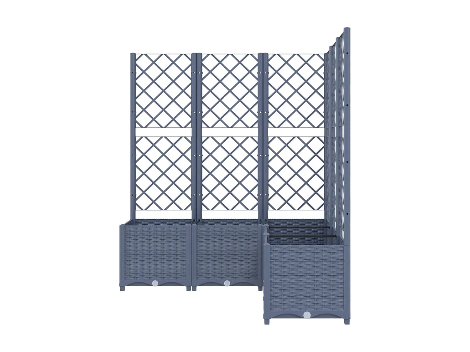 Macetero elevado bandeja plantas flores terraza jardín con enrejado 120 x 120 x 136 cm PP gris 02_0038227