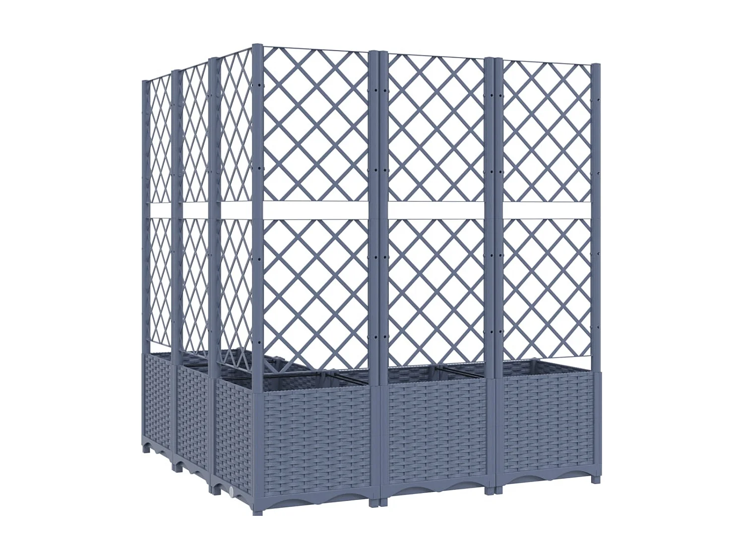 Macetero elevado bandeja plantas flores terraza jardín con enrejado 120 x 120 x 136 cm PP gris 02_0038227