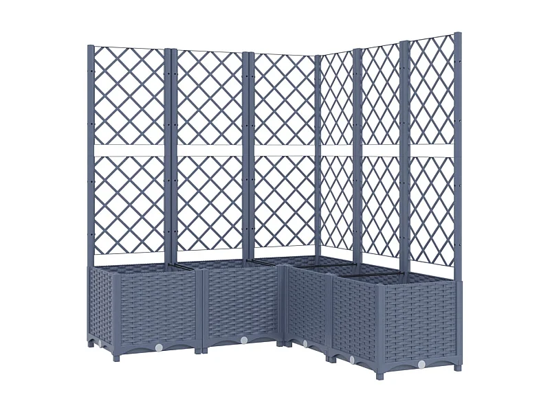 Macetero elevado bandeja plantas flores terraza jardín con enrejado 120 x 120 x 136 cm PP gris 02_0038227