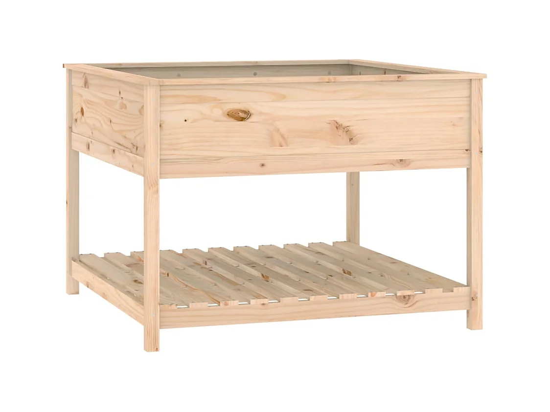 Vassoio per fioriera aiuola rialzata piante fiori terrazza giardino con ripiano 111,5 x 111,5 x 81 cm legno massello di pino marrone 02_0038380