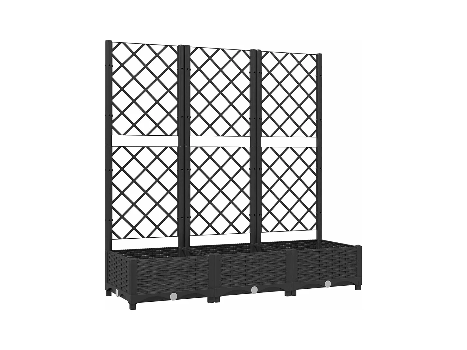 Fioriera aiuola rialzata vassoio piante fiori terrazza giardino con traliccio 120 x 40 x 121,5 cm PP nero 02_0038233