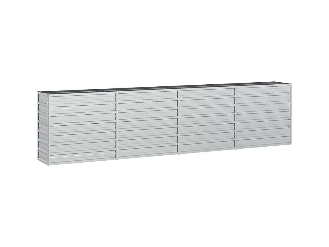 Vassoio per fioriera aiuola rialzata piante fiori terrazza giardino giardino 320 x 40 x 77 cm argento acciaio zincato Argento 02_0039431